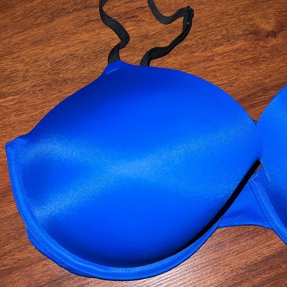 Victoria’s Secret Pink Wear Everywhere Demi 36DD royal blue & black no padding - Picture 3 of 10